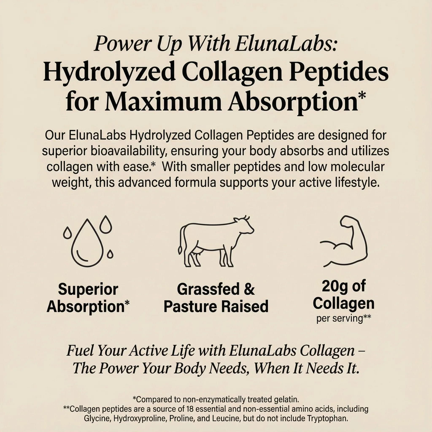 Grass-Fed Hydrolyzed Collagen Peptides - Elunalabs